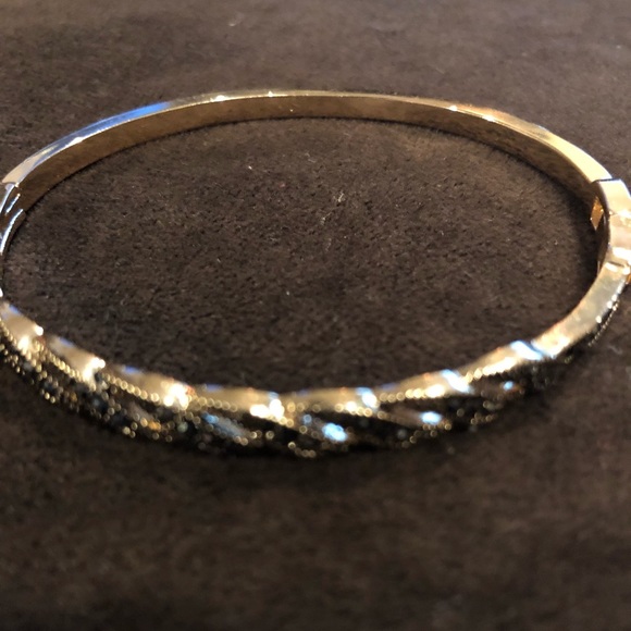 Sevil Marcasite and Gold Bangle Bracelet - Picture 2 of 5